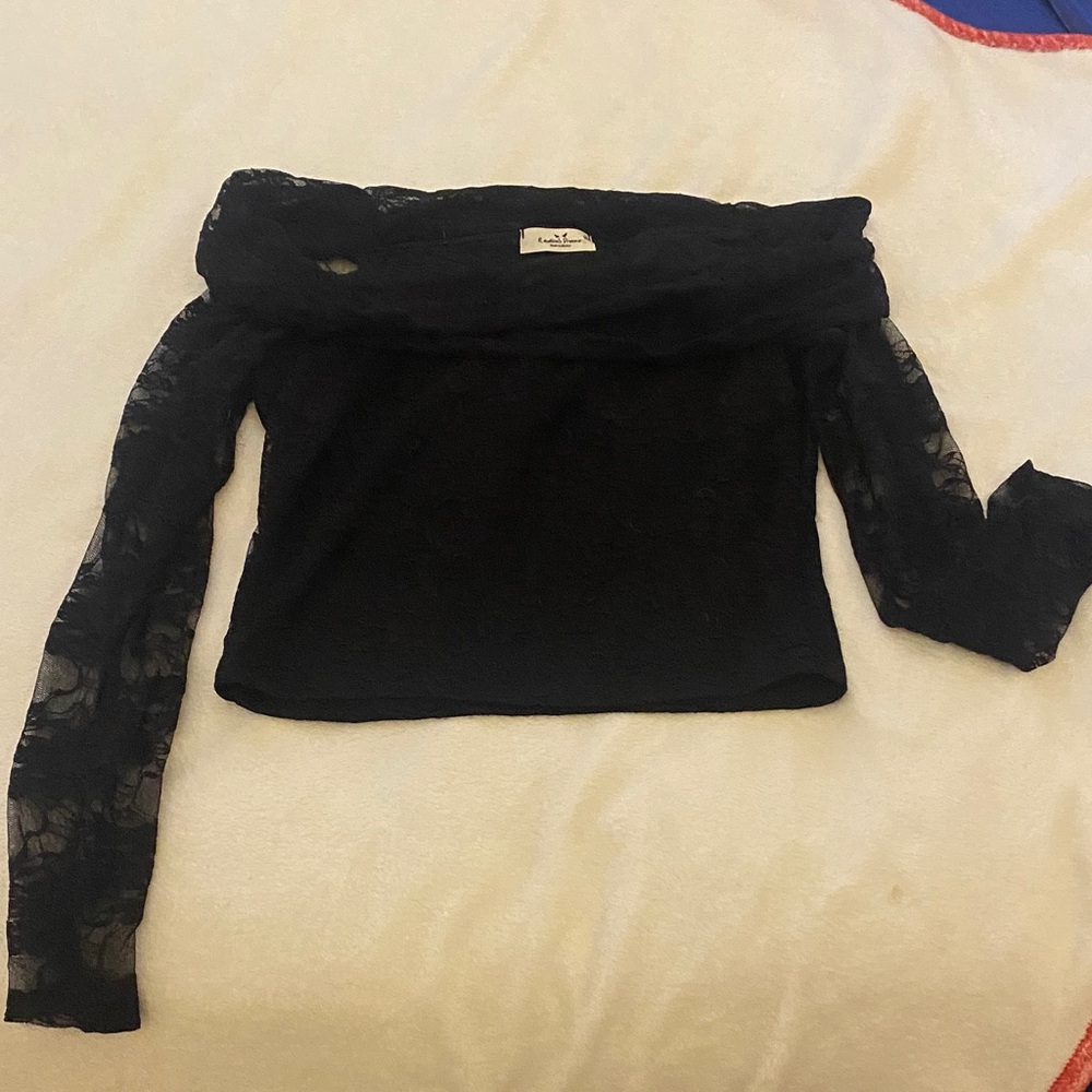 Elegant Black Lace Off-Shoulder Blouse